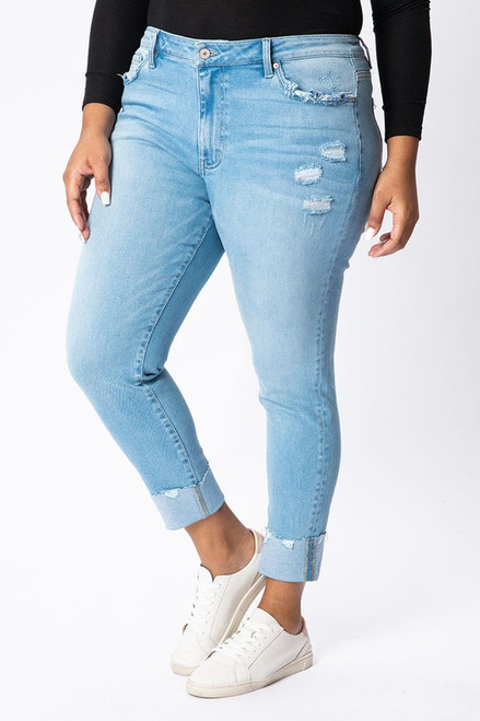 KanCan Remy Light Wash Cuffed Plus Skinny Jeans