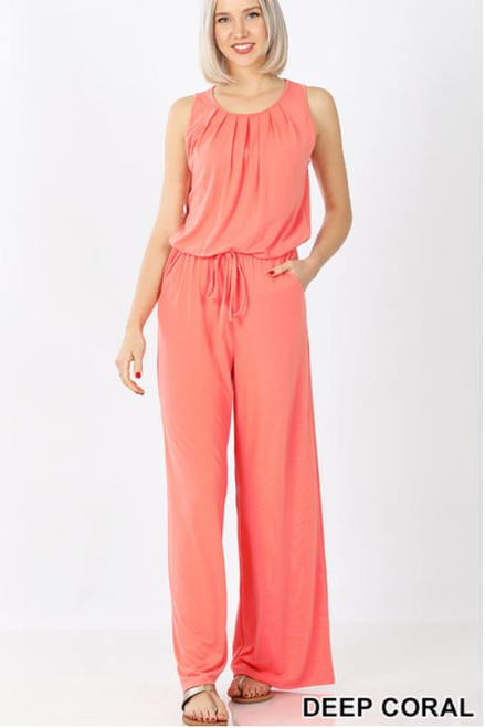 Deep Coral Sleeveless Jumpsuit