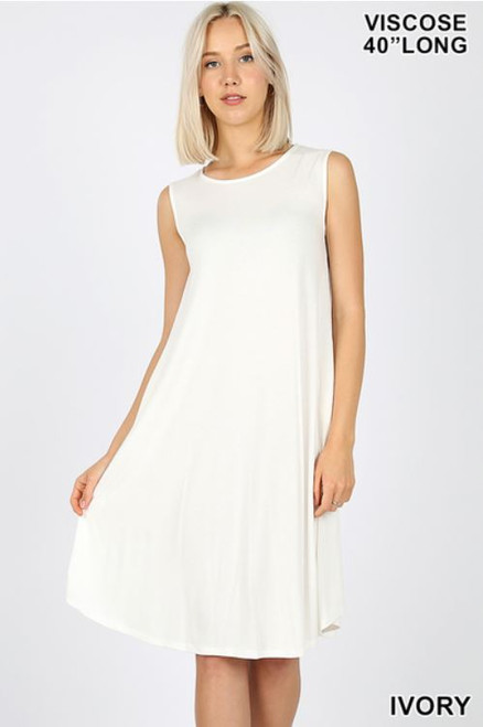 Ivory Sleeveless Round Hem Dress