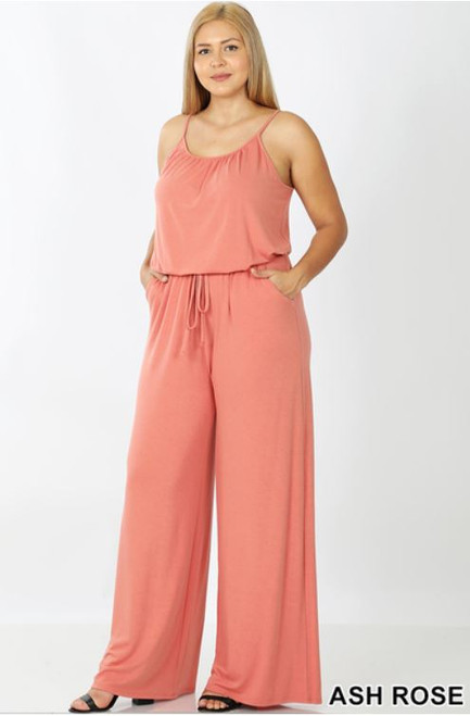Ash Rose Spaghetti Strap Plus Jumpsuit