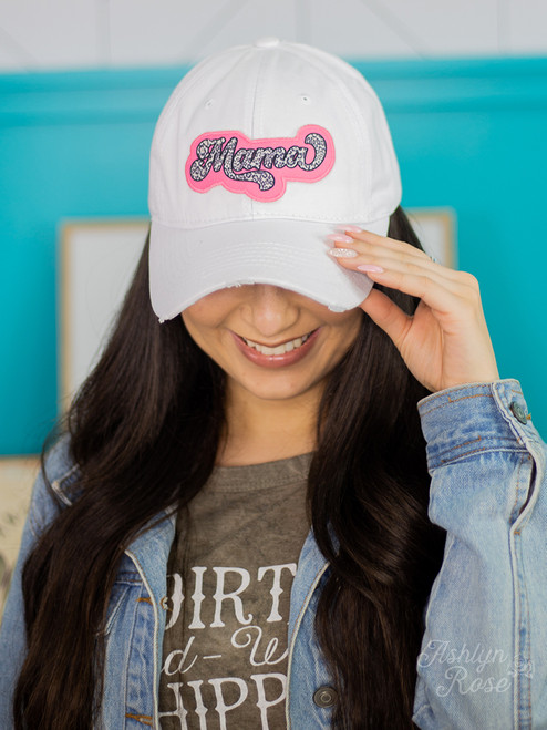 Leopard Mama Patch White Hat