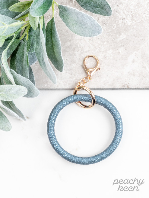 Soft Metallic Blue Wristlet Keychain