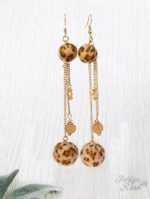 Double the Pom Leopard Earrings