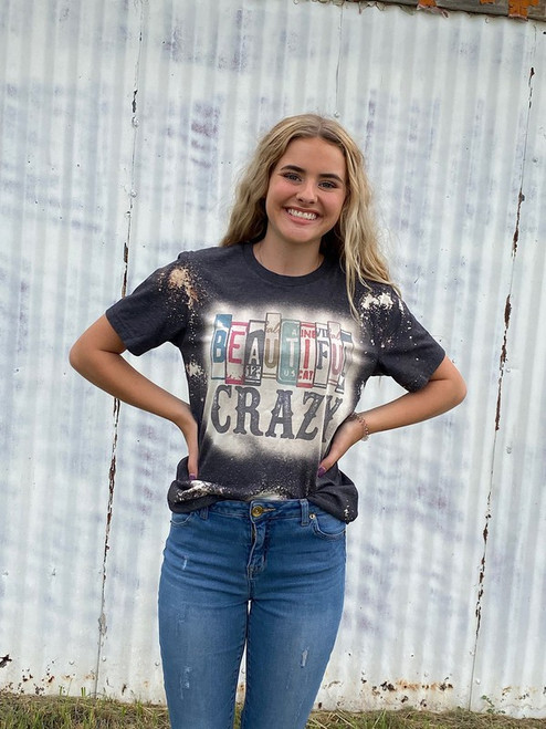Beautiful Crazy Black Bleached Tee