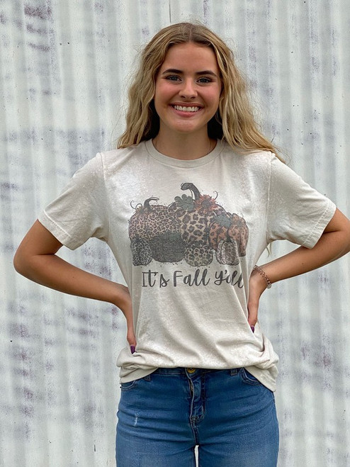 It's Fall Y'all Tan Bleached Tee