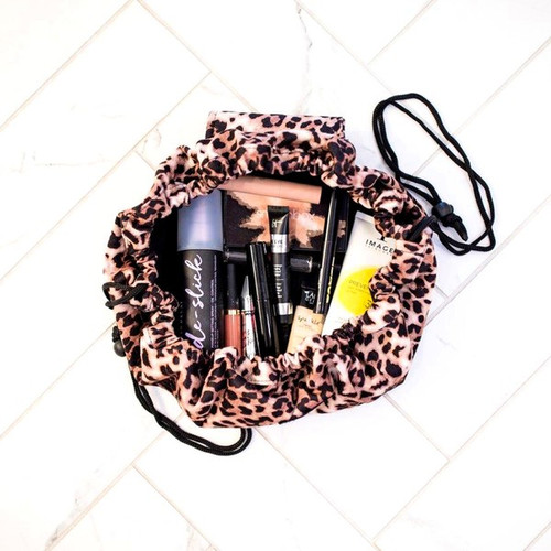 Leopard Print Drawstring Cosmetic Bag