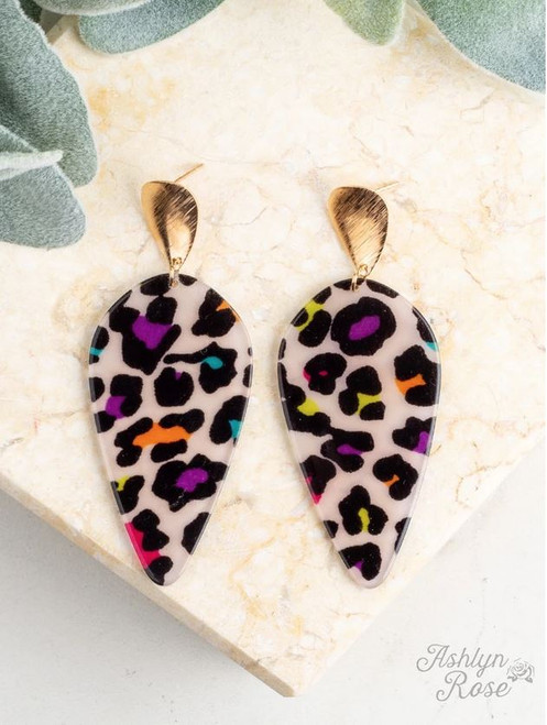 Drop of Perfection Multicolor Leopard Earrings