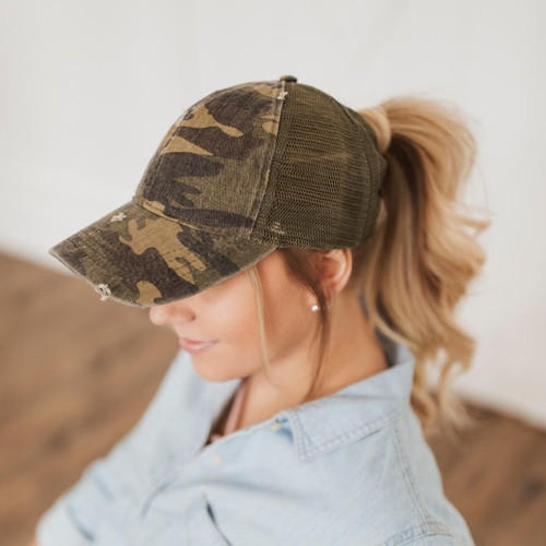 Camo Mesh Ponytail Hat