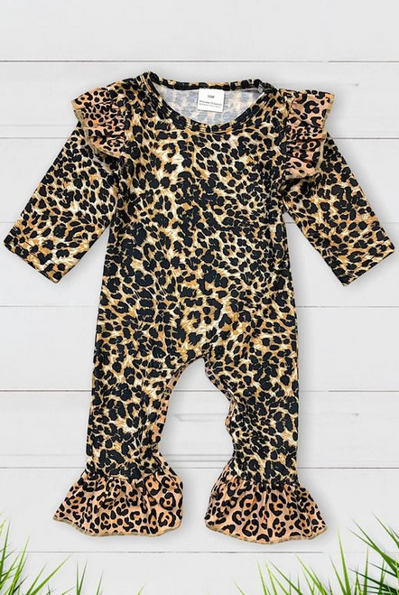 Leopard Print Ruffled Romper