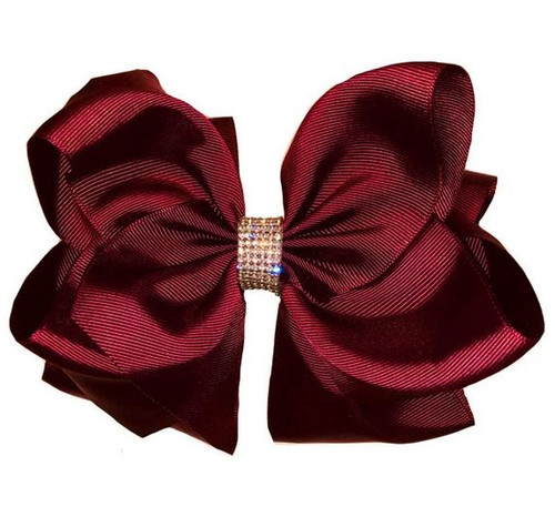 7.5" Burgundy Rhinestone Hairbow