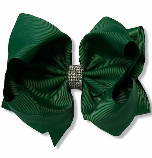 7.5" Dark Green Rhinestone Hairbow