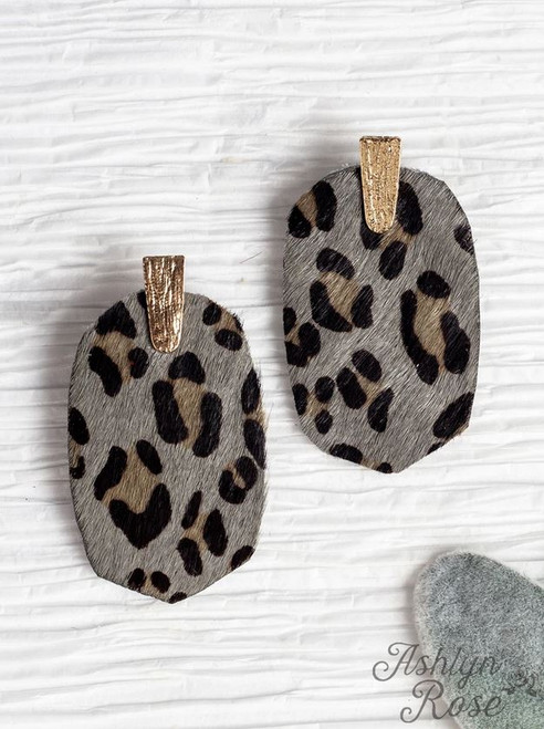 Should've Been Better Grey Leopard Earrings