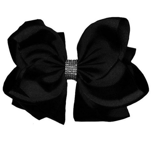 7.5" Black Rhinestone Hairbow