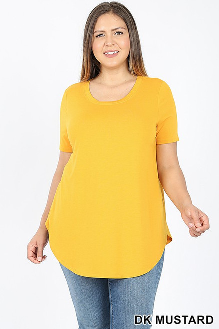 Dark Mustard Scoop Neck Plus Top