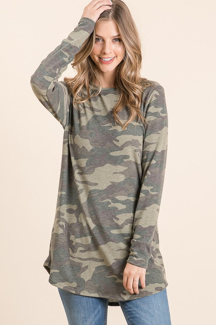 Faded Camo Long-sleeve Top
