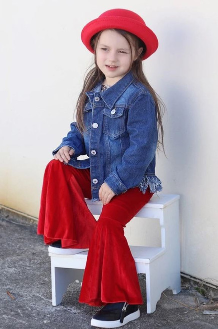 Girls' Red Velvet Bell Bottoms