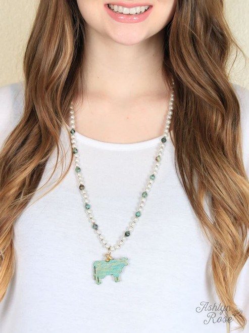 Turquoise Brushed Steer Necklace