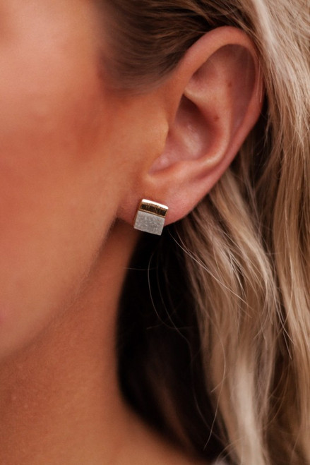Grey Goldtone Druzy Earrings