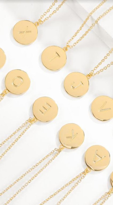 Gold Circle Initial Necklace