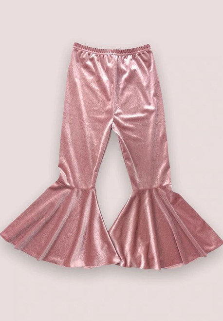 Girls' Blush Velvet Bell Bottoms