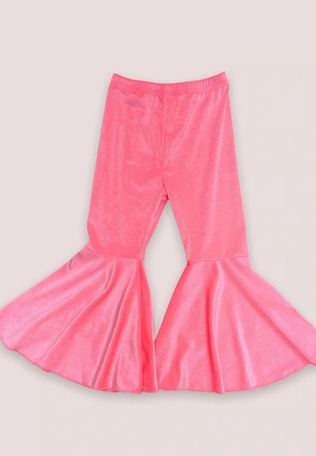 Girls' Neon Pink Velvet Bell Bottoms