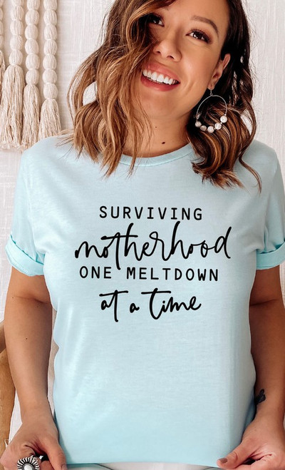 Surviving Motherhood Ice Blue Tee