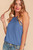 Denim Blue Ribbed Halter Tank Top
