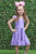 Girls' Blue & Pink Stripe Flutter Sleeves Dress