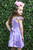 Girls' Blue & Pink Stripe Flutter Sleeves Dress