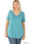 Dusty Teal Vneck Round Hem Plus Top