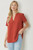 Rust Vneck Placket Top