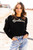 Golden Cropped Black Distressed Sweatshirt