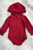 Burgundy Cable Knit Hooded Onesie