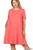 Deep Coral Short-sleeve Plus Flare Dress