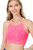 Neon Coral Fuchsia Vintage Wash Ribbed Crop Top