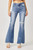 Risen Mid-Rise Tattered Hem Flare Jeans