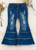 Girls' Dark Denim Distressed Bell Bottom Jeans