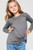 Girls' Twisted Knot Charcoal Long-sleeve Top