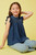 Girls' Dark Denim Smocked Sleeveless Top