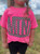 Checkered Mini Hot Pink Comfort Color Tee
