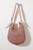 Blush Leather Handle Straw Tote Bag