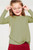 Girls' Twisted Knot Olive Long-sleeve Top