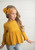 Girls' Mustard Lettuce Trim Long-sleeve Top