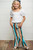 Girls' Teal & Tangerine Stripe Flare Jeans