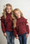 Girls' Wine Double Ruffle Sweater