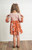 Girls' Rust Floral Ruffled Dress