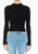 Black Mock Neck Ribbed Long-sleeve Top