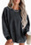 Black Mineral Wash Corded Sweatshirt