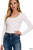 White Round Neck Long-sleeve Ribbed Top