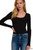 Black Round Neck Long-sleeve Ribbed Top